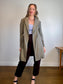 Sarah Pacini Designer Hooded Linen Trench Coat in Grey (Size S/M)
