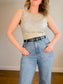 Vintage 90s Laurence Kagan Silk Bejeweled Sleeveless Top (Size M/L)