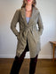 Sarah Pacini Designer Hooded Linen Trench Coat in Grey (Size S/M)