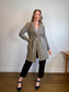 Sarah Pacini Designer Hooded Linen Trench Coat in Grey (Size S/M)