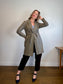 Sarah Pacini Designer Hooded Linen Trench Coat in Grey (Size S/M)