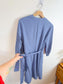 Everlane "The Japanese GoWeave Long-Sleeve Mini Wrap Dress in Blue" (Size S/M)