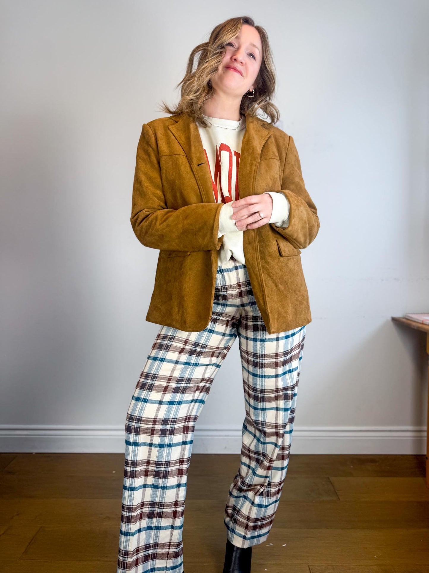 Oak + Fort Faux Suede Jacket in Camel NWT (Size M/L)