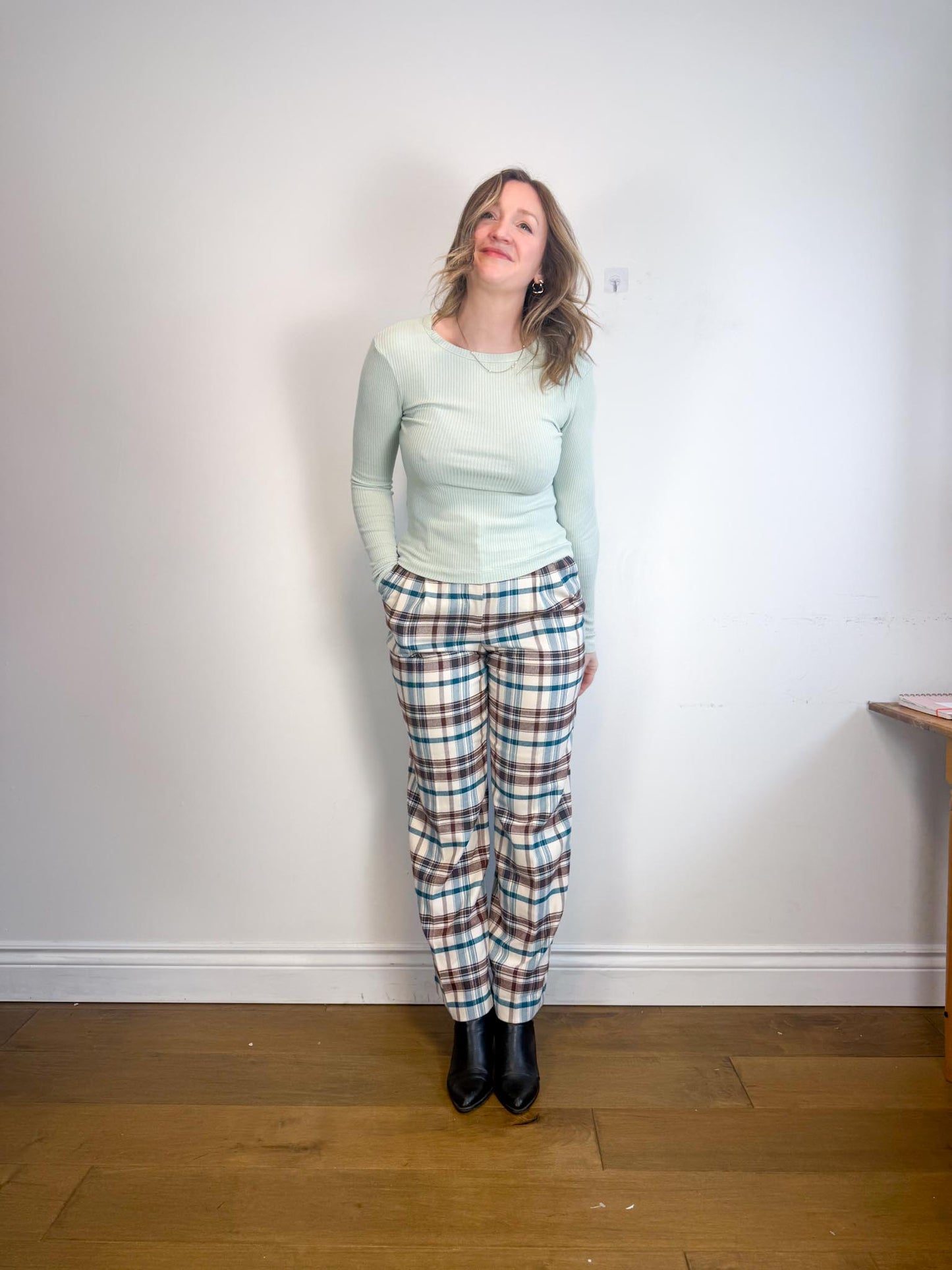 Citizens of Humanity Ribbed Long Sleeve T-Shirt in Pastel Green (Size S/M)