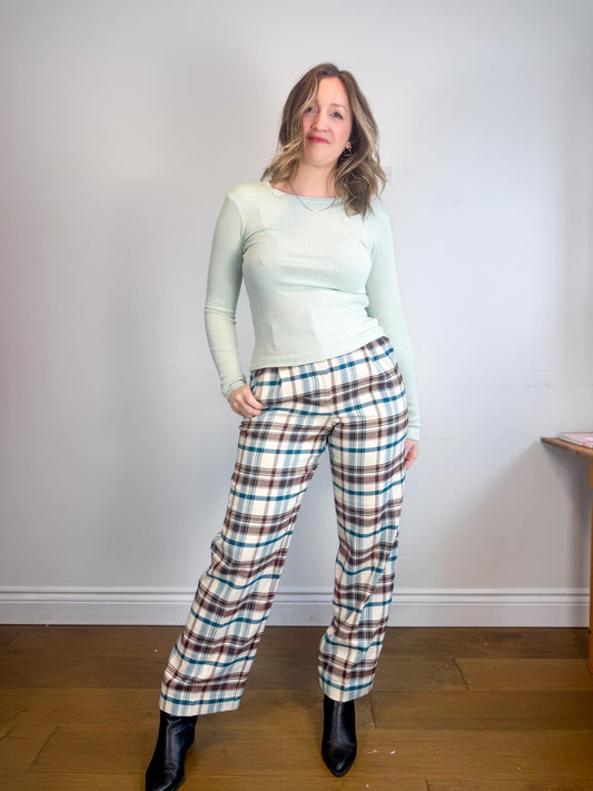 Citizens of Humanity Ribbed Long Sleeve T-Shirt in Pastel Green (Size S/M)