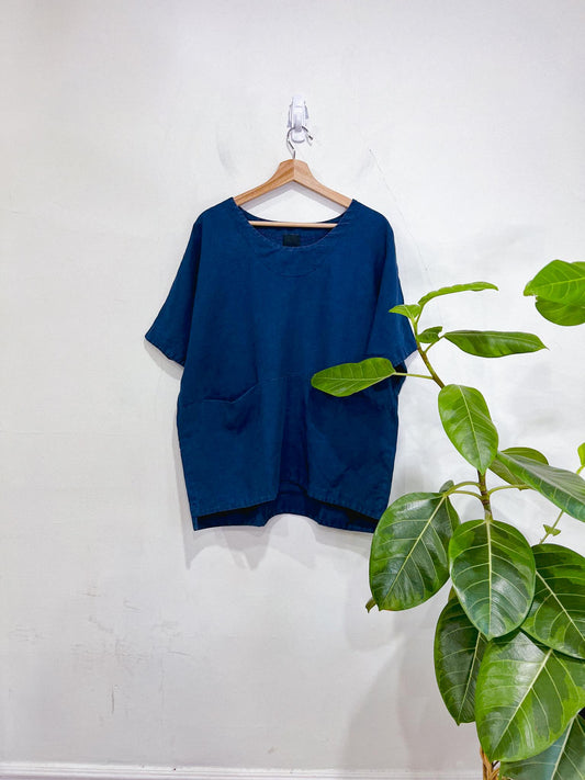 HOI BO Slow Fashion Tunic Top in Dark Blue SOLD AS IS (Size L)
