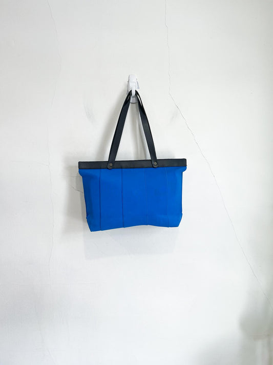 Susana Frazo Blue Canvas Purse with Leather Straps