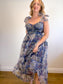 Lulus "Exceptionally Marvelous Blue Floral Organza Bustier Midi Dress" NWT (Size XL)