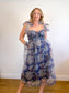Lulus "Exceptionally Marvelous Blue Floral Organza Bustier Midi Dress" NWT (Size XL)