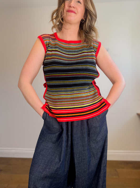 Vintage Striped Multi Colour Vest (Size M/L)