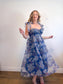 Lulus "Exceptionally Marvelous Blue Floral Organza Bustier Midi Dress" NWT (Size XL)