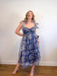 Lulus "Exceptionally Marvelous Blue Floral Organza Bustier Midi Dress" NWT (Size XL)
