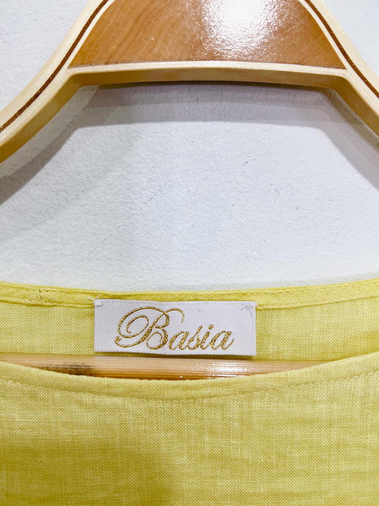 Basia Yellow Linen Ruffled Blouse SOLD AS IS (Size L/XL)