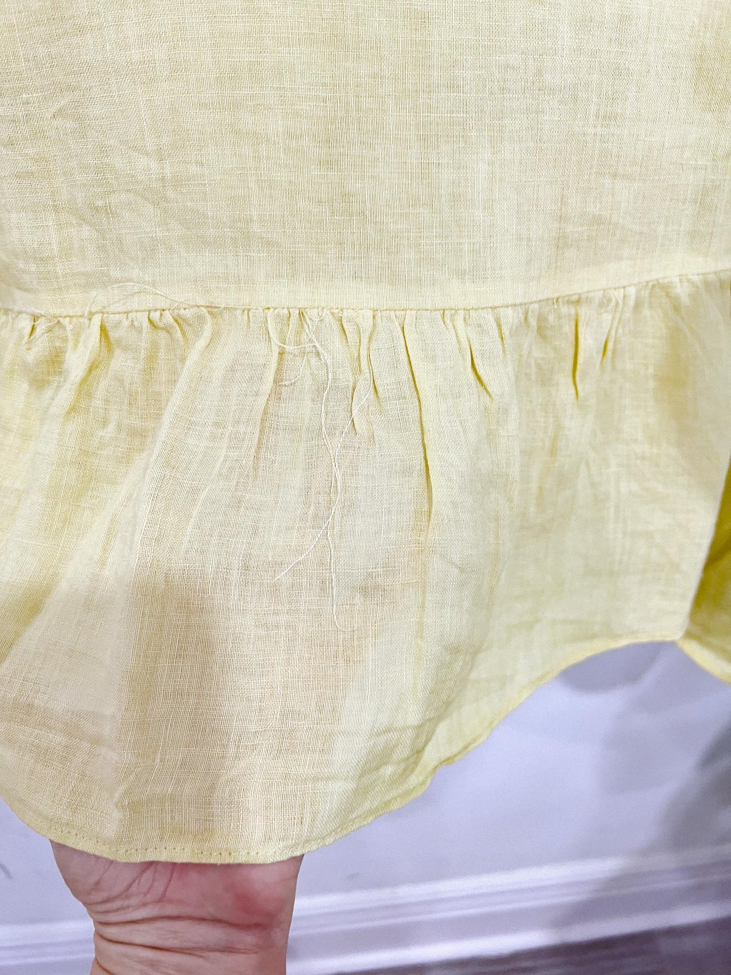 Basia Yellow Linen Ruffled Blouse SOLD AS IS (Size L/XL)