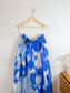 Carolina Herrera Designer "Maxi A-Line Women's Silk/Cotton Skirt in Blue/White Tie Dye" NWT (Size 12)