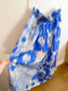 Carolina Herrera Designer "Maxi A-Line Women's Silk/Cotton Skirt in Blue/White Tie Dye" NWT (Size 12)