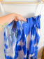 Carolina Herrera Designer "Maxi A-Line Women's Silk/Cotton Skirt in Blue/White Tie Dye" NWT (Size 12)