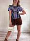 Mary Katrantzou Designer Short Sleeve Top in Mixed Print (Size M)