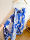 Carolina Herrera Designer "Maxi A-Line Women's Silk/Cotton Skirt in Blue/White Tie Dye" NWT (Size 12)