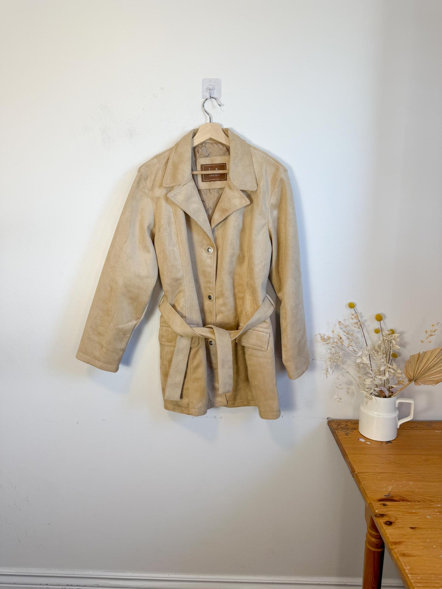 Vintage Emporio Collection by E.A. Faux Suede Wrap Jacket in Beige (Size M)