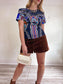 Mary Katrantzou Designer Short Sleeve Top in Mixed Print (Size M)