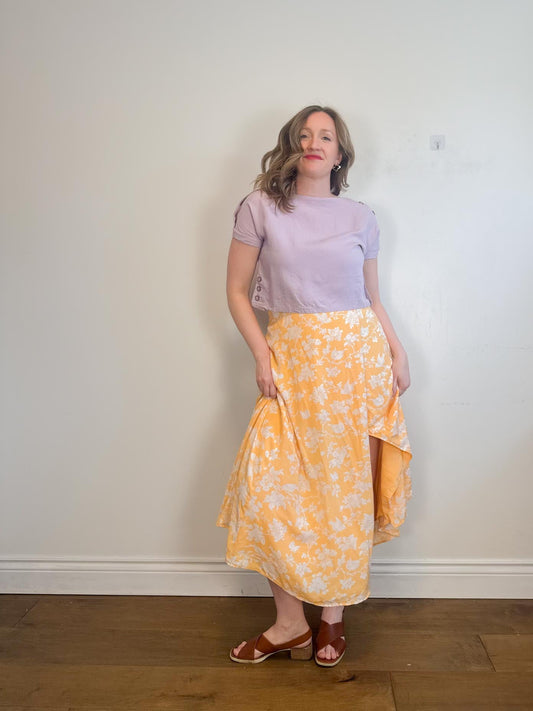 Abercrombie Floral Wrap Skirt in Tangerine (Size M/L)