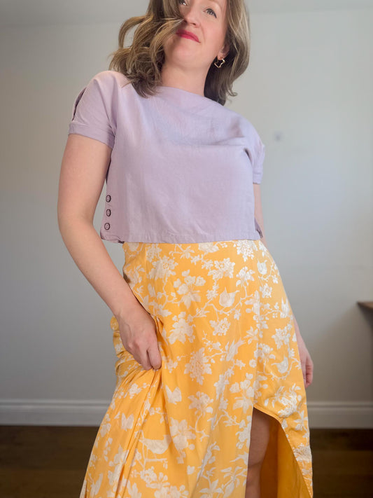 Melow Sustainable Cropped Shirt in Purple (Size XS/S)