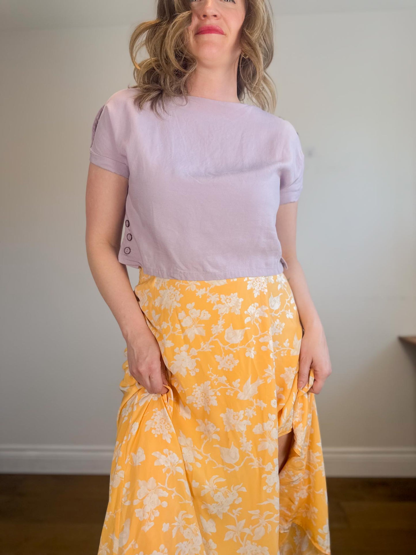 Melow Sustainable Cropped Shirt in Purple (Size XS/S)