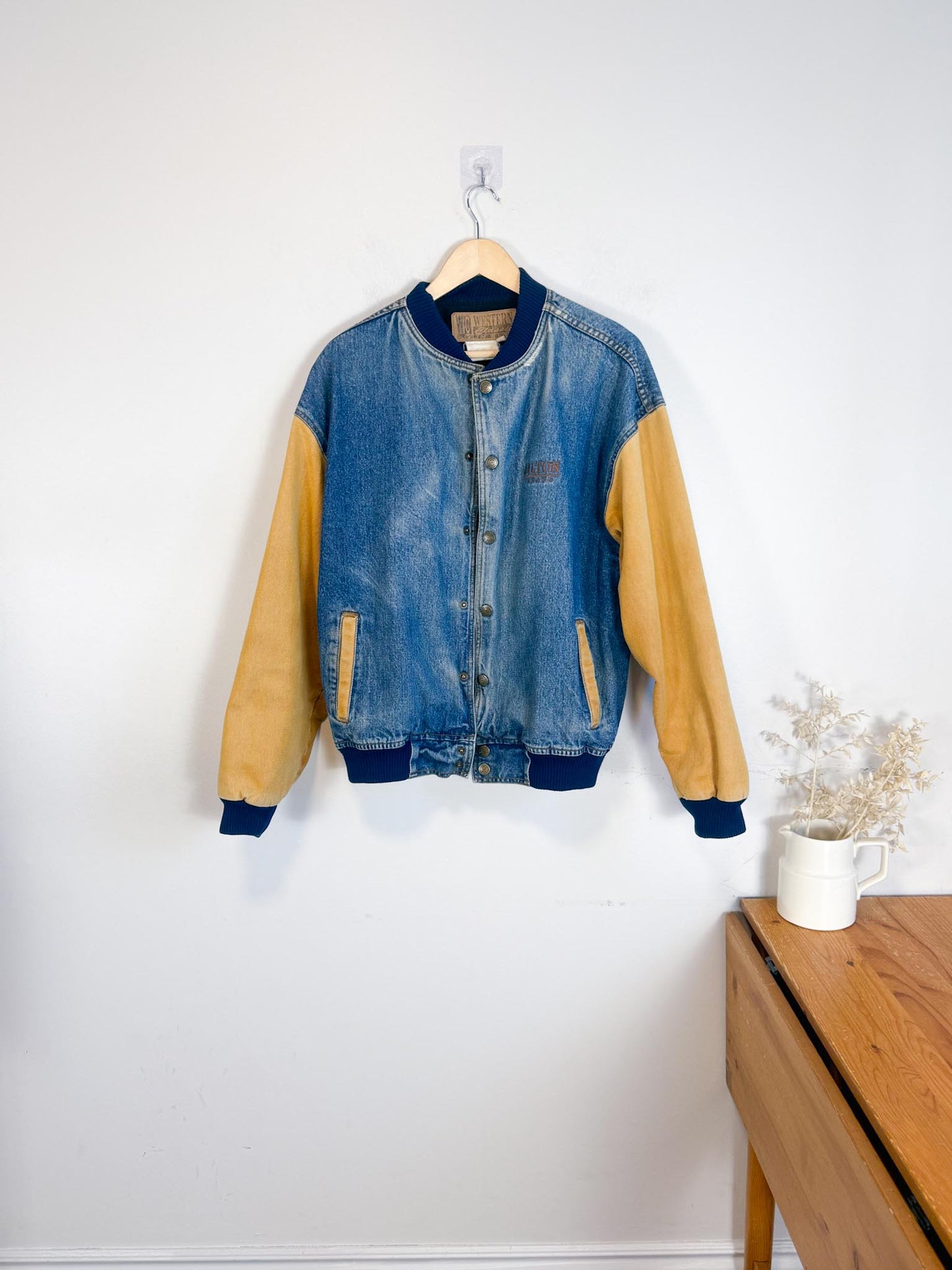 Vintage Denim Varsity Jacket (Size M/L)