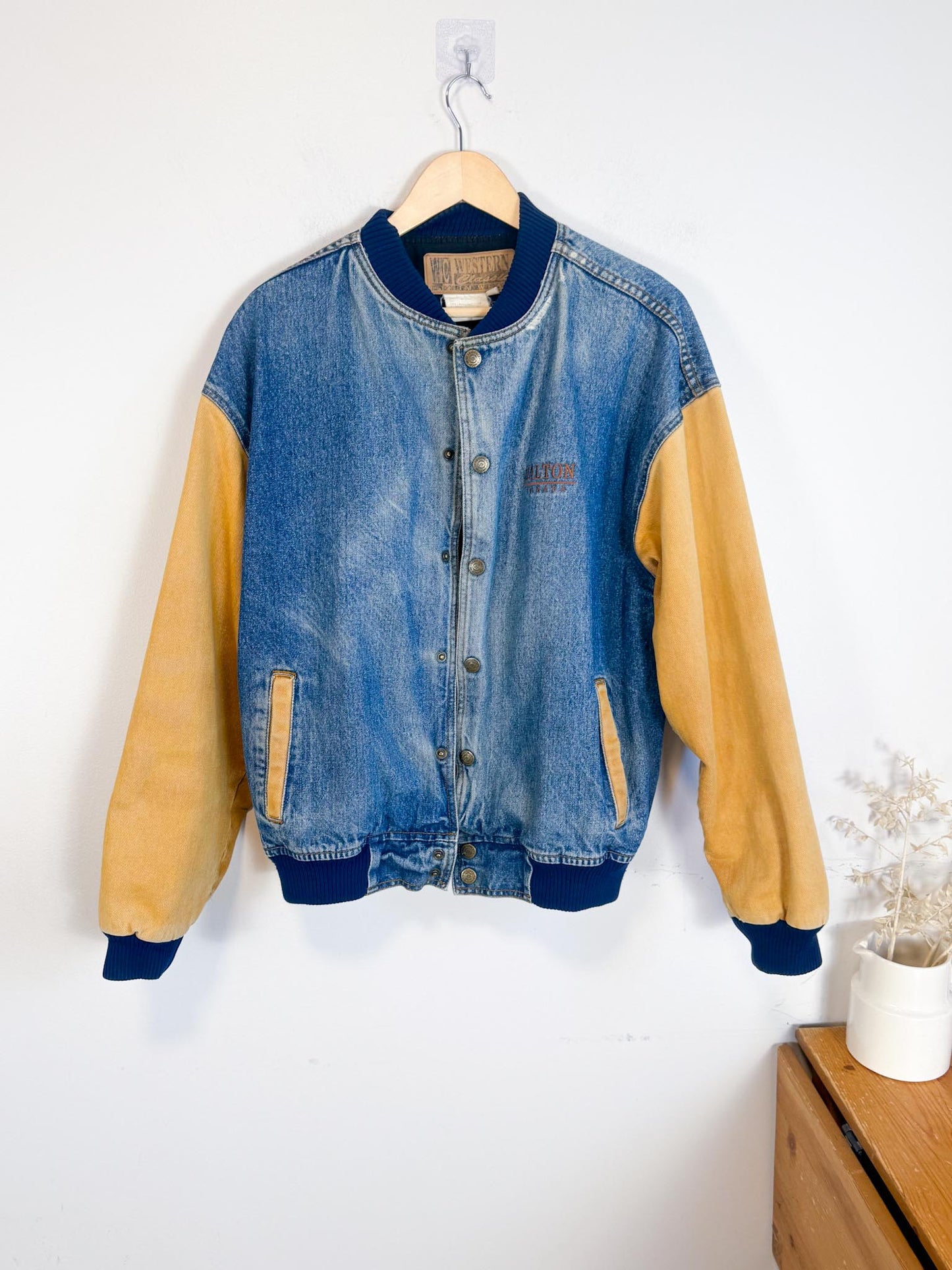 Vintage Denim Varsity Jacket (Size M/L)