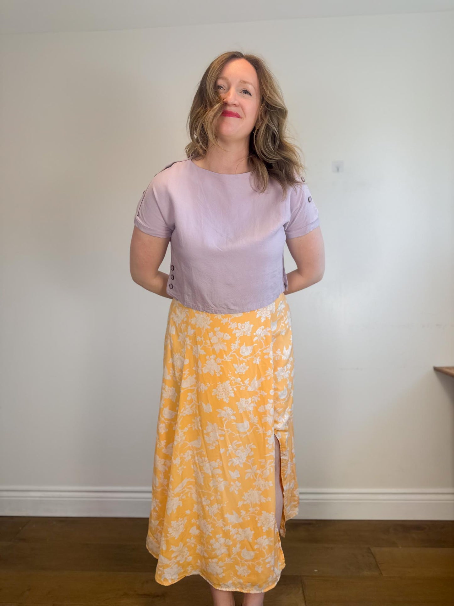 Melow Sustainable Cropped Shirt in Purple (Size XS/S)