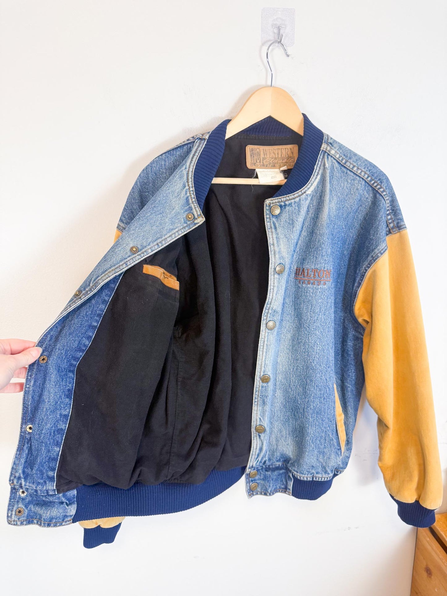 Vintage Denim Varsity Jacket (Size M/L)