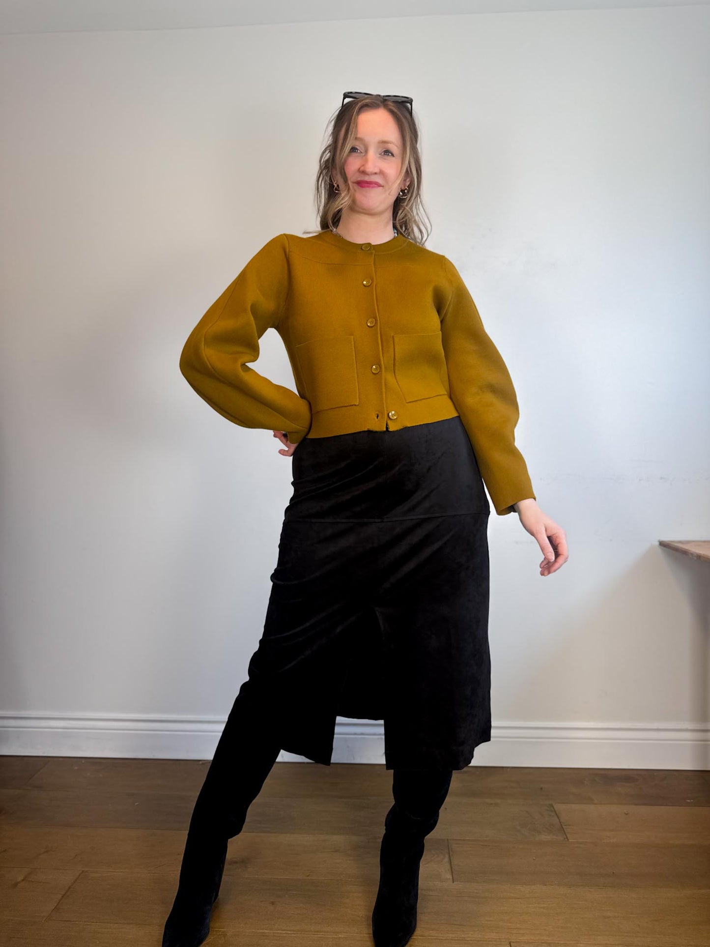 Grade & Gather "Michelle Vegan Suede Pencil Skirt in Black" NWT (Size L)