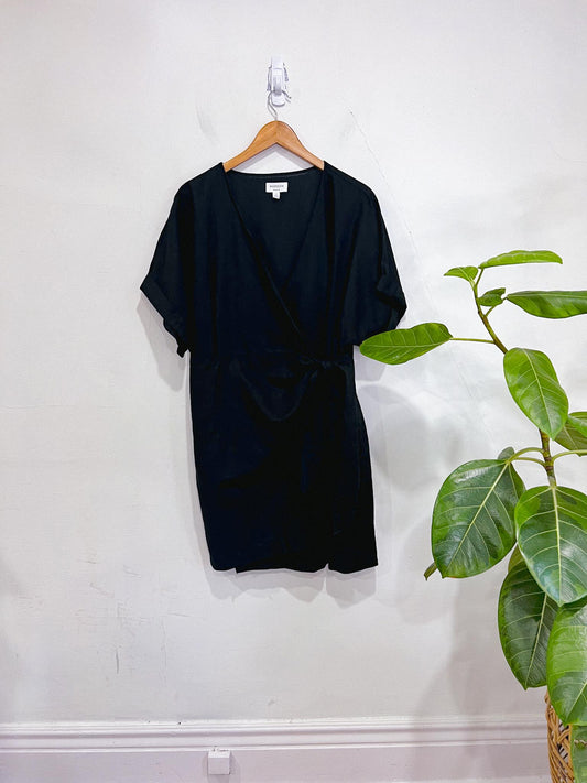 Hudson North Linen Wrap Shirt Dress in Black (Size L)