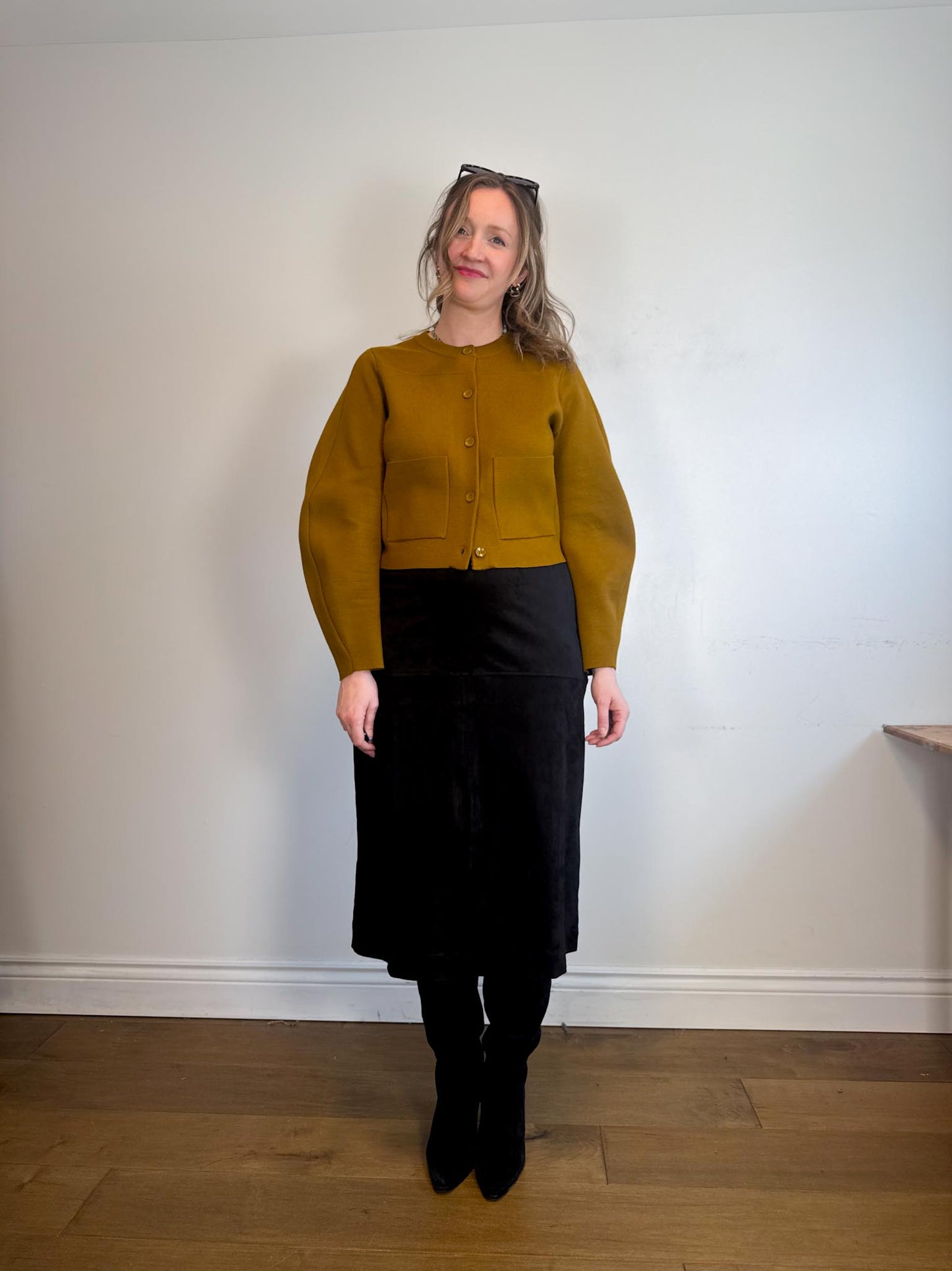 Grade & Gather "Michelle Vegan Suede Pencil Skirt in Black" NWT (Size L)