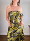 Anthropologie "One-Shoulder Printed Slim Midi Dress in Green/Gold" NWT (Size XL)