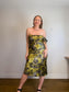 Anthropologie "One-Shoulder Printed Slim Midi Dress in Green/Gold" NWT (Size XL)