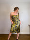 Anthropologie "One-Shoulder Printed Slim Midi Dress in Green/Gold" NWT (Size XL)