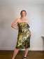 Anthropologie "One-Shoulder Printed Slim Midi Dress in Green/Gold" NWT (Size XL)