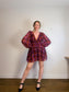 Anthropologie "Hutch Long-Sleeve Deep-V Romper in Check Print" NWT (Size M/L)