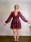 Anthropologie "Hutch Long-Sleeve Deep-V Romper in Check Print" NWT (Size M/L)