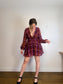 Anthropologie "Hutch Long-Sleeve Deep-V Romper in Check Print" NWT (Size M/L)