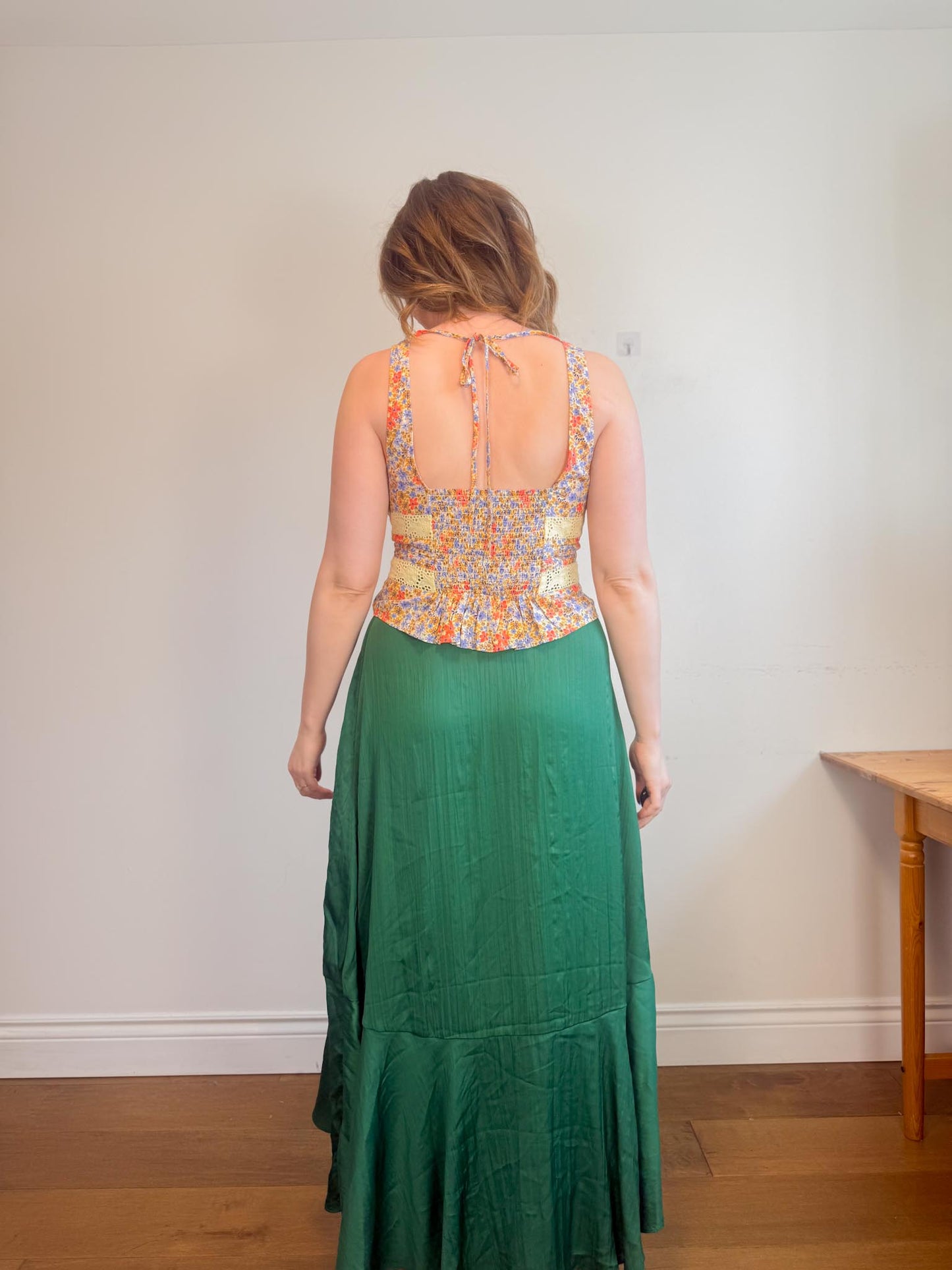 Free People "Kiana Lace Floral Printed Tank Top"  (Size L)