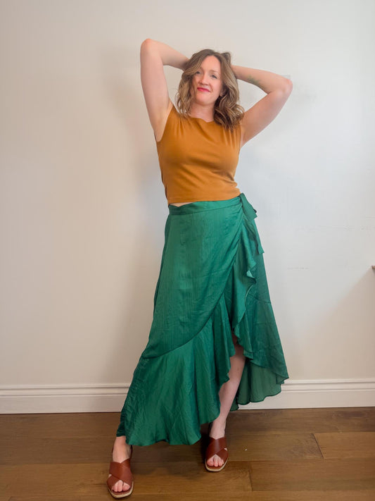 Anthropologie Ruffled Wrap Maxi Skirt NWT (Size L)