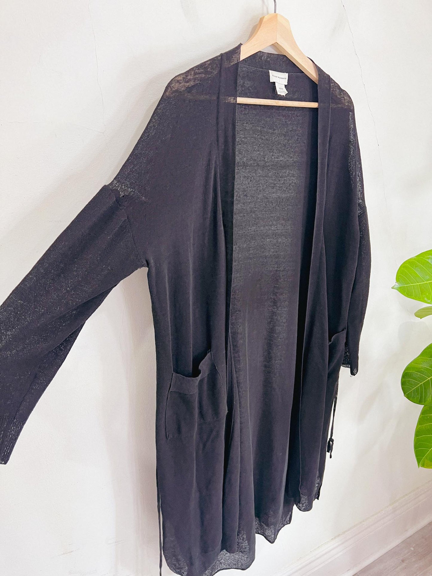 Club Monaco Black Long Lightweight Cardigan (Size XS - M)