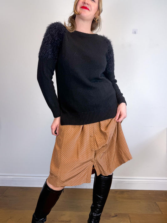 ANINE BING Designer "Fluffy Shoulder Wool Sweater in Black" (Size M)