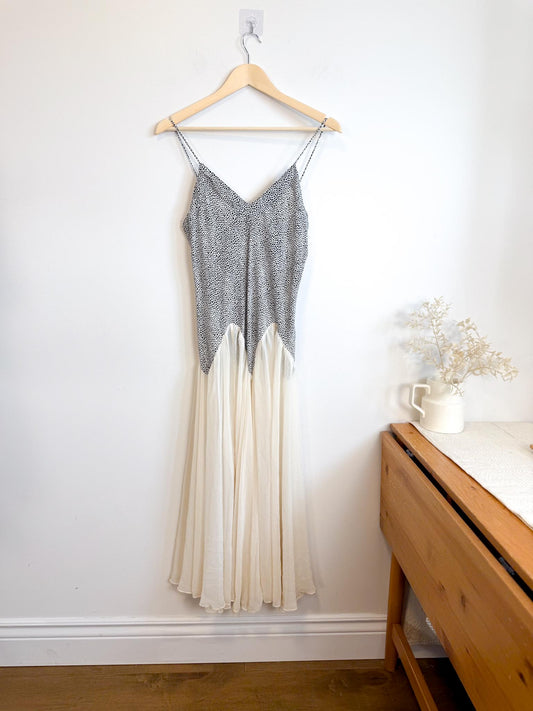 Vintage La Vie En Rose Sheer Slip Dress in Animal Print (Size M)