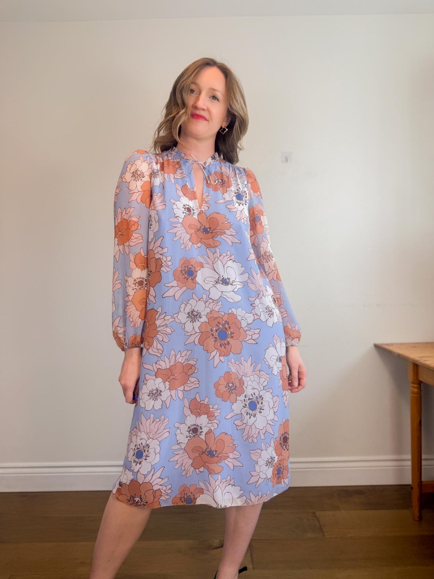 Wilfred "Molly Midi Dress in Blue / Pink Soft Iris" (Size M/L)