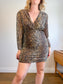 RIXO "Golden Silk Mini Dress in Leopard Print" (Size XL)
