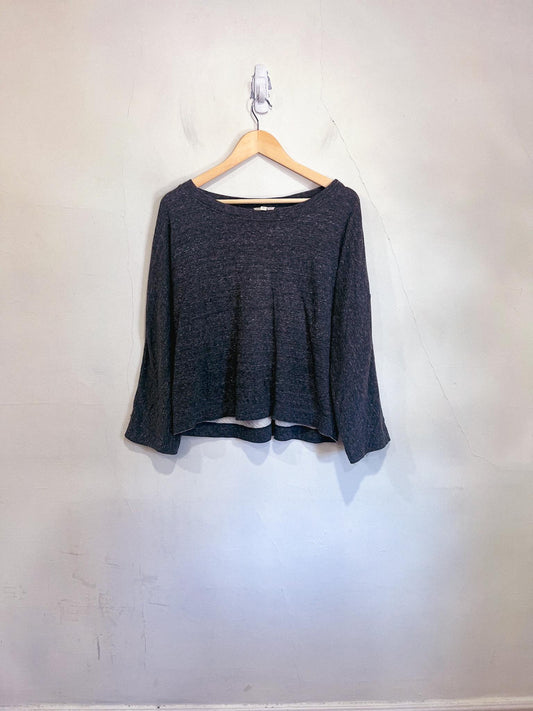 Eileen Fisher Wide Arm Crewneck in Heathered Dark Grey (Size S/M)